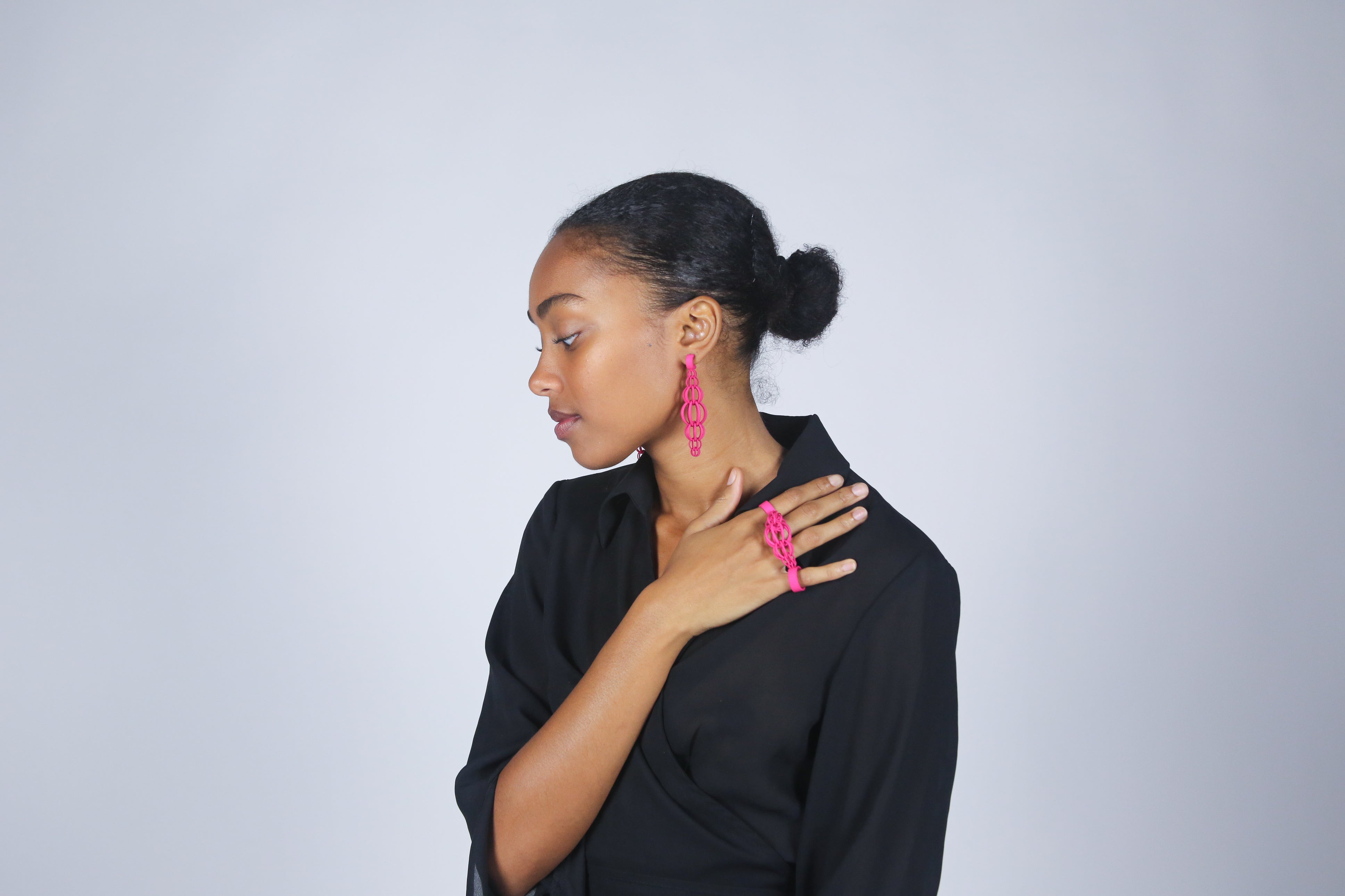 Interlocking Earrings and Ring_pink