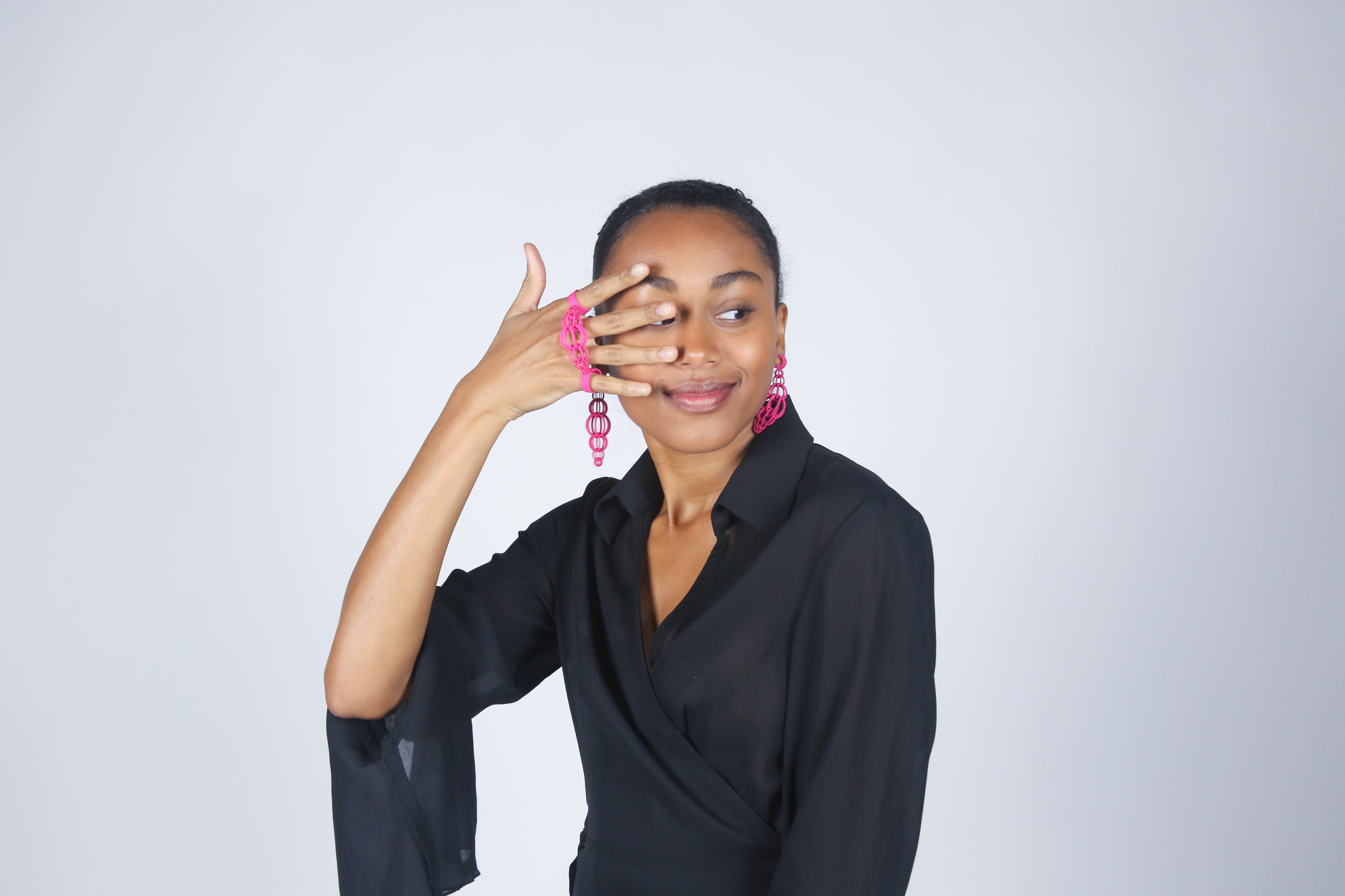 Interlocking Earrings and Ring_pink