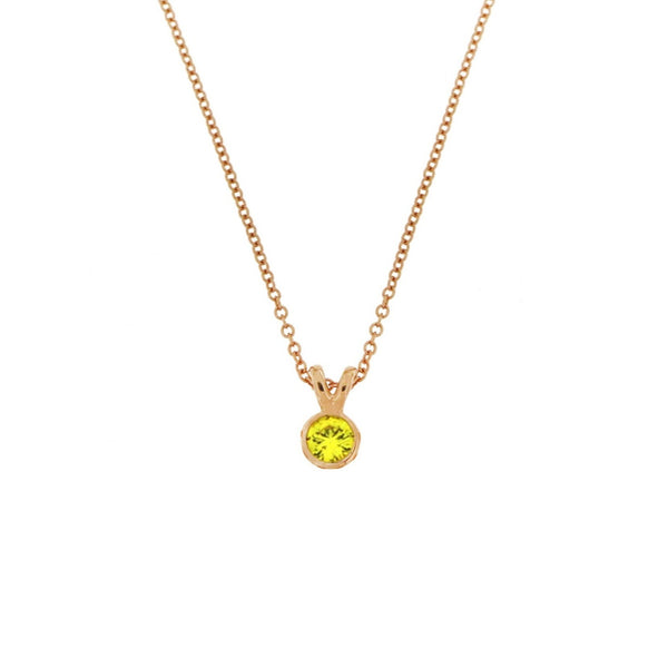 Classic Yellow Sapphire Solitaire V-Bale Pendant Necklace