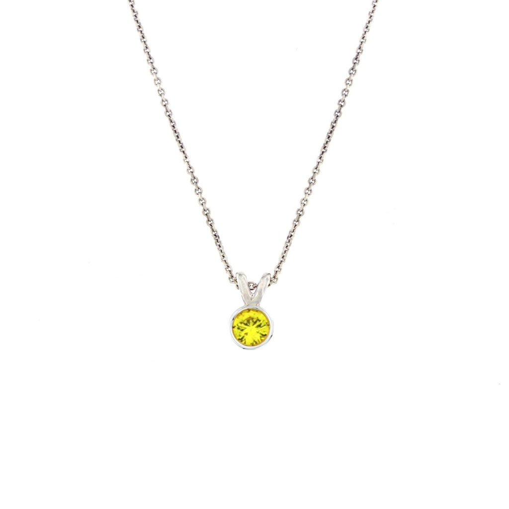 Classic Yellow Sapphire Solitaire V-Bale Pendant Necklace