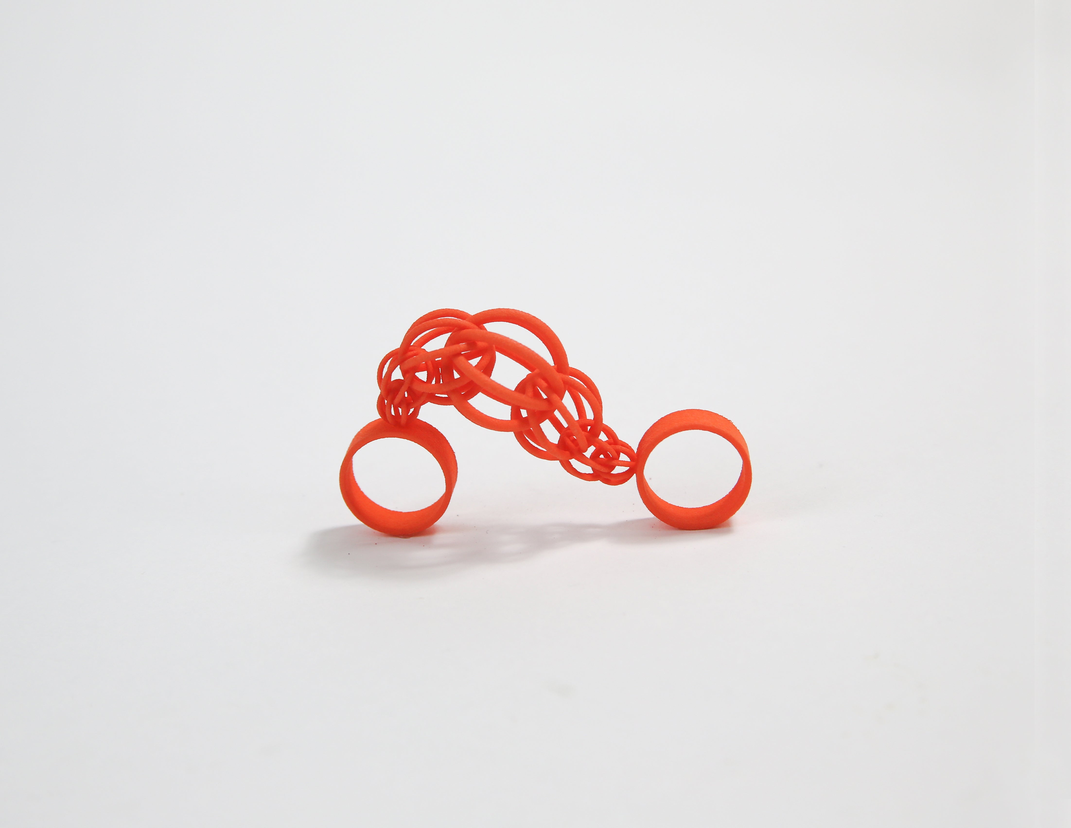 Interlocking Earrings and Ring_orange